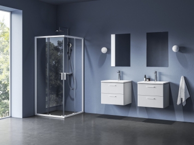 Dušo kabina Ravak Blix II NBLRV2-90, baltu matiniu profiliu, skaidrius stiklu 